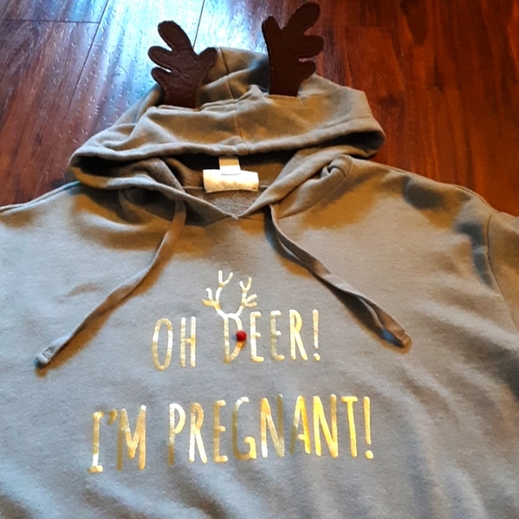 Motherhood Maternity Tops - Im pregnant Motherhood Maternity hoodie "oh deer I'm pregnant "
